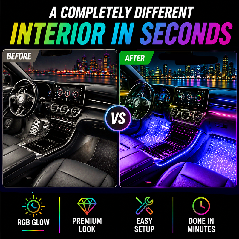 🌌 RGB Interior Car Lights — Luxury Ambient Glow Anywhere
