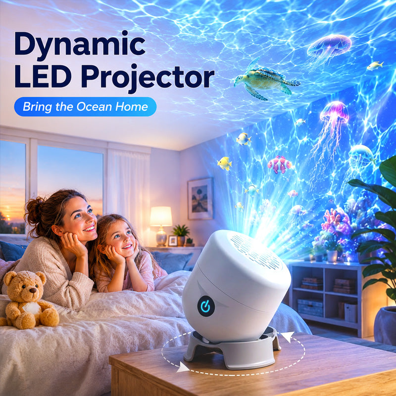 Next-Gen 5D Smart Rotating Ambient Projector-Bring the Living Ocean & Festive Magic Into Your Space.