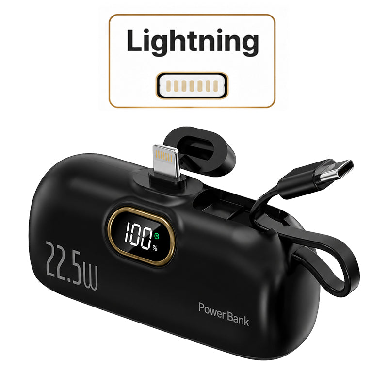 ⚡Pocket Power Bank with Built-In Cables | 22.5W Fast Charging