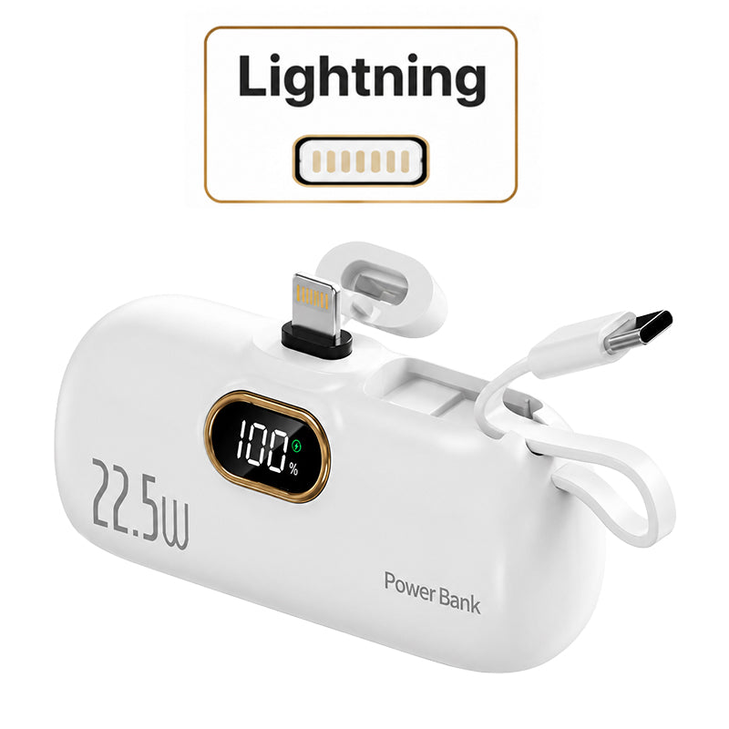 ⚡Pocket Power Bank with Built-In Cables | 22.5W Fast Charging