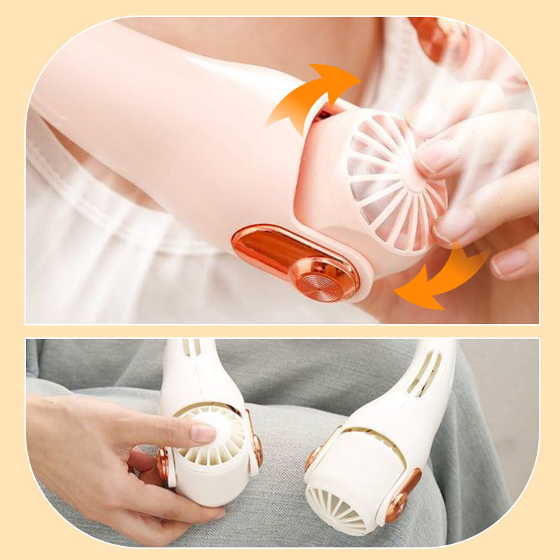 🥳2026 HOT SALE🥳💞50K+ SOLD!🍃💨Neck Air Conditioner Fan – Ultra‑quiet, 360° rotating, 3 speeds. 🌬️