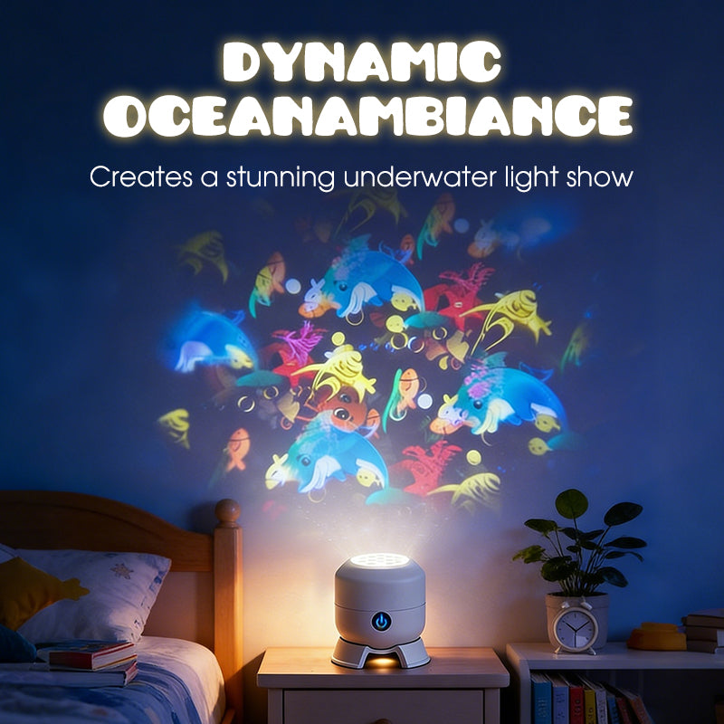 Next-Gen 5D Smart Rotating Ambient Projector-Bring the Living Ocean & Festive Magic Into Your Space.